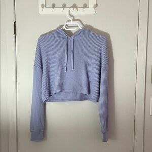 Garage Light Purple Waffle Knit Cropped Hoodie
